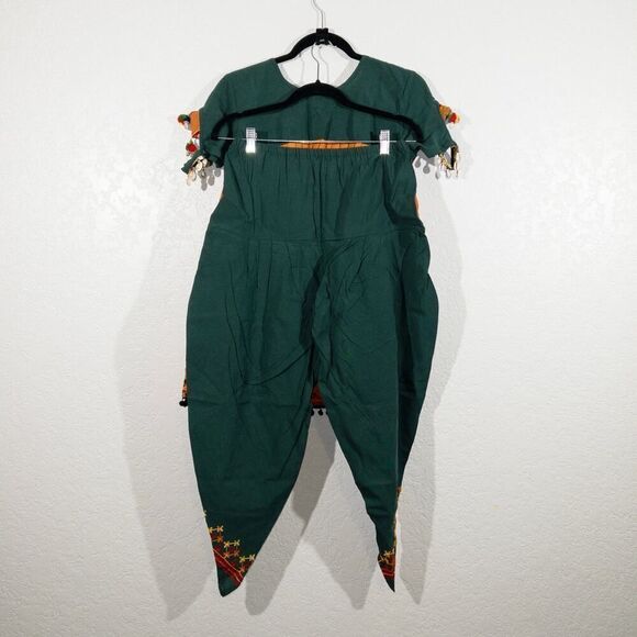 NWT Mesmora Green Orange Embroidered Kedia And Tulip Pants‎ Set Medium - Picture 10 of 12
